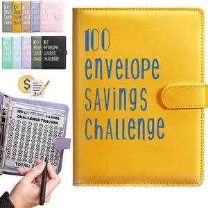 Yellow 100 Day Saving Challenge Binder monthly agenda book note finance planner
