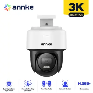 ANNKE 3K Mini PT Speed Dome PoE Security Camera, Smart Dual Light Night Vision, 345° Pan & 80° Tilt, Human Detection & Auto-tracking Lite, Two-Way Audio, 3072x1728@20fps Speaker Microphone
