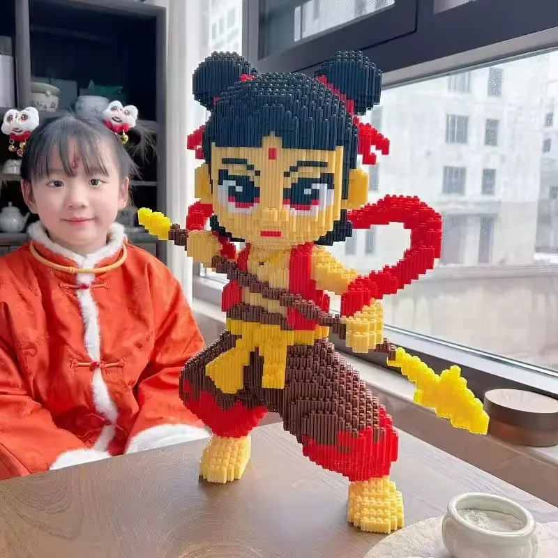 2025 New Nezha Three Prince Building Blocks Bulk Particle Splicing Children's Puzzle Toy 3D Stereoscopic Handmade Ornament Gift