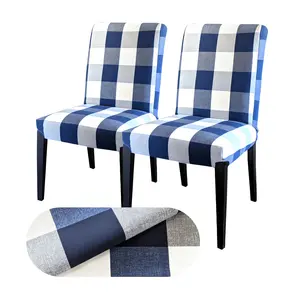 2 Pack - Dining Chair Covers, Compatible with IKEA Henriksdal, Buffalo Check Navy Blue