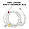 Pearl-Bead Shine Pendant Charging & Data Cable, Functional Mobile Electronic Accessory Compatible with USB-C/Lightning for iPhone, Samsung & All Cellphone Devices,techvibes