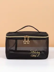 Women's Large Capacity Travel Cosmetic Bag, Mesh Makeup Organizer Pouch, Stylish Hollow-Out Design, Perfect for Outdoor Use