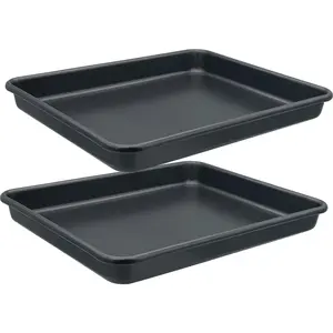 Small Cookie Sheets 11X9 Inch 2 count Mini Baking Pan Toaster Oven Tray Nonstick Thicken Brushed Carbon Steel  No Warp 1 to 2 Person Bakeware By