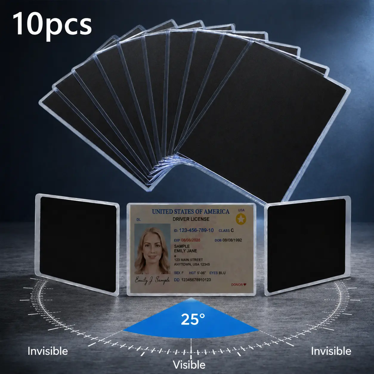 10 Pack Anti Peep Card Protector Sleeves, Waterproof PVC Privacy Card Holders, Prevent Information Leakage for Credit ID License Business Social Security & New Medicare Cards