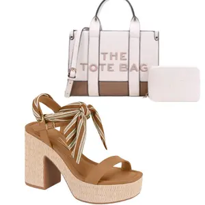 2PC/3PC Vizzano Platform Sandals with Block Heel & Scarf Detail and Handbag set – Summer 2025 Must-Have Shoe Walking Shoes Footwear Women Wedge Flatform