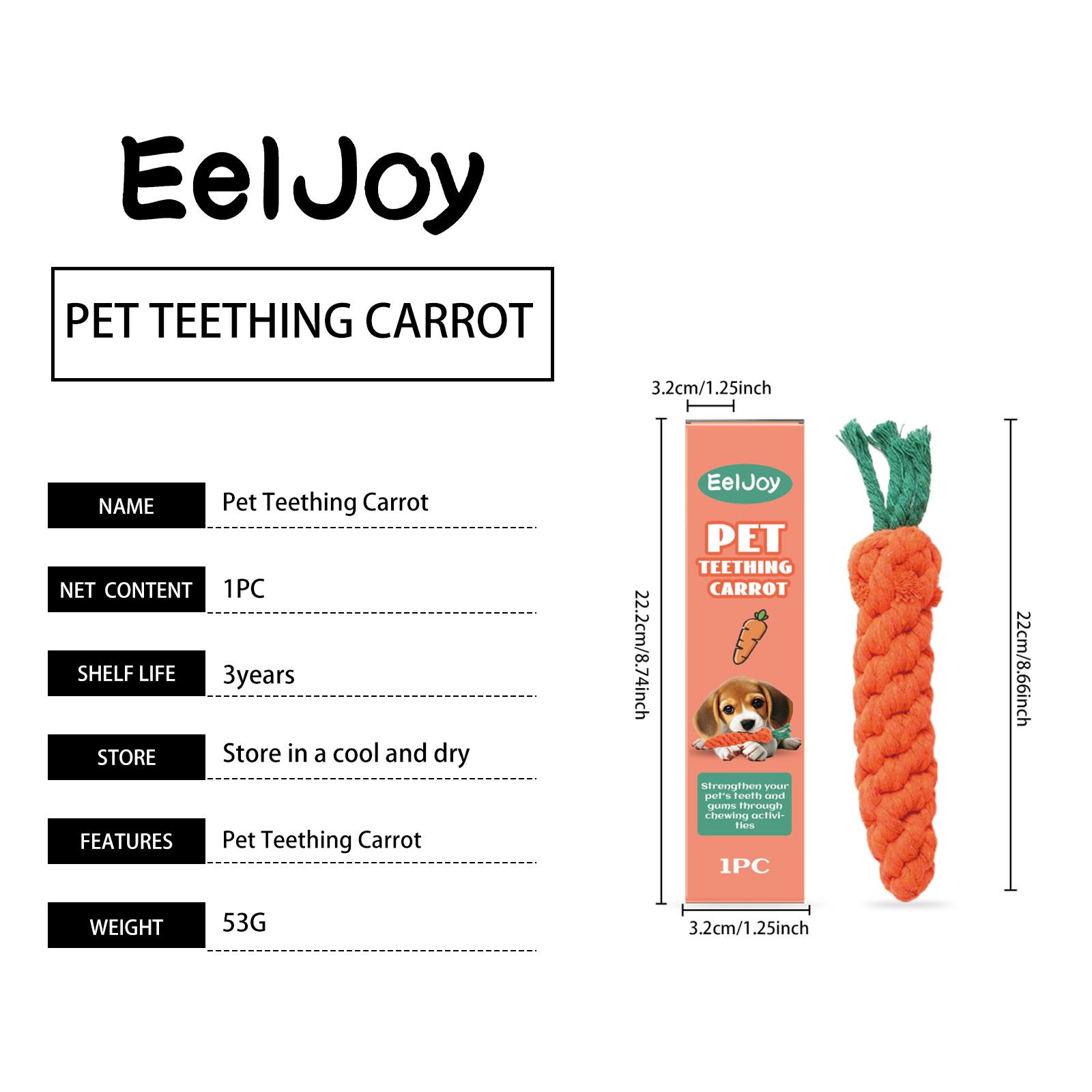 2-Pack EelJoy Pet Teething Carrots Cute Chewable Teethers for Dental Care and Bite Prevention