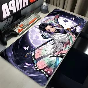 Demon Slayer Kochou Shinobu Purple Flower Anime Gaming Mouse Pad, 80×30cm 3mm Thick, Locked Edge Non-Slip Large Desk Mat for PC Laptop Keyboard Gamers