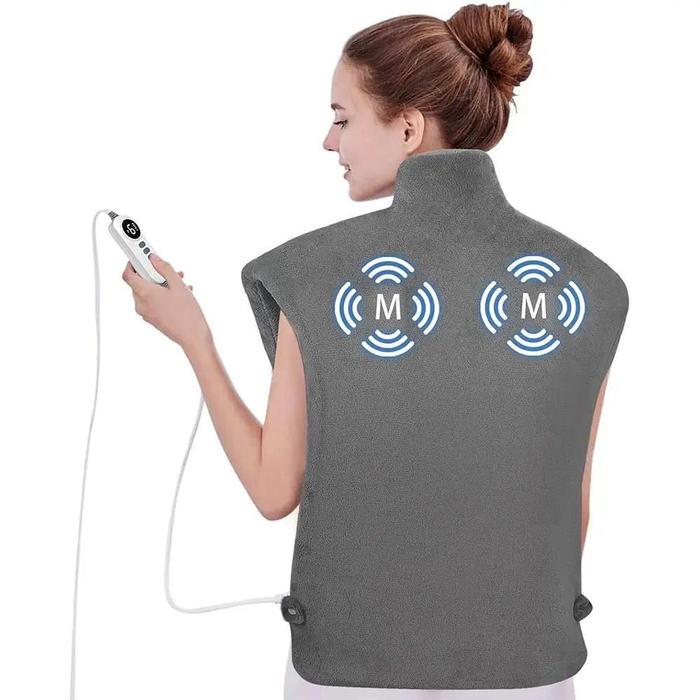 DailyLife Portable Heated Massage Shawl, Electric Heating pad for Back Pain Relief – 6 Heat Settings, 4 Massage Modes, Auto Off, Machine Washable, War