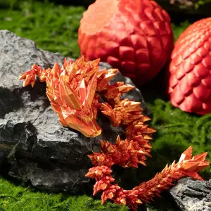 3D Printed Dragon Egg, Dragon Eggs with Dragon Inside, 11'' Crystal Dragon with 5.9'' Egg, Full Articulated Flexible Crystal Dragon for Decor Gift