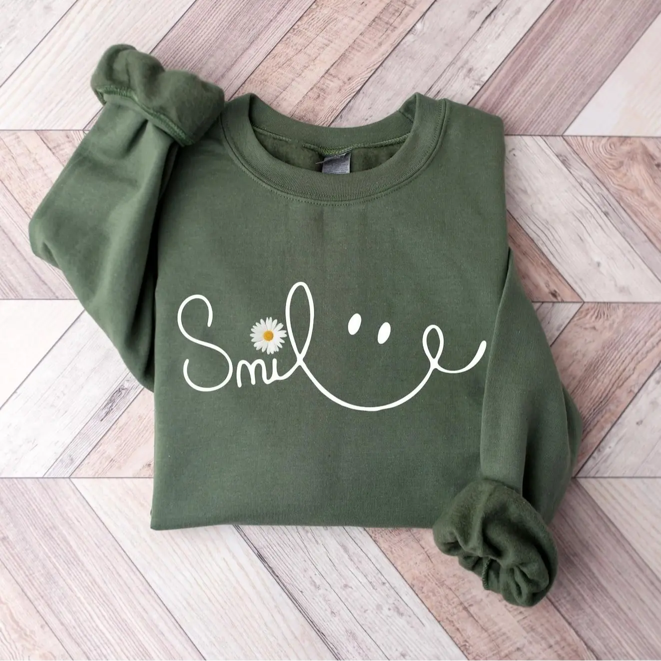 Daisy Smile Sweatshirt, Positive T Shirts, Cute Fall Sweatshirt, Floral Shirt For Women, Women's Flower Sweatshirt, Minimalist Sweater