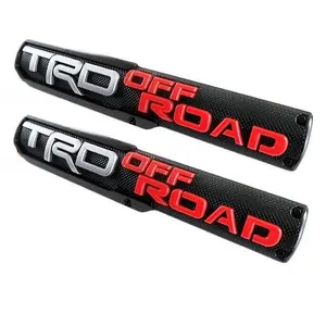 2-Pack TRD Sport & Off-Road Door Emblems, Black Red 3D Raised Badge Stickers, Premium Self-Adhesive Exterior Decals Perfect for Toyota Tacoma, Tundra, 4Runner. No Drilling Needed, Waterproof Fade Resistant, Easy Peel-On Installation, Stylish Offroad Car D