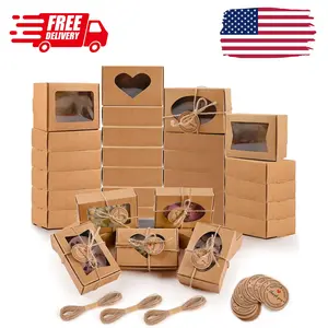 32 PCS Brown Soap Boxes with Window for Homemade Soap, 3.54 X 2.36 X 1.18 Inch