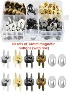 40 Sets 14mm Magnetic Button Kit, DIY Sewing Buttons, Knit Buttons Set, for Sewing, Crafts, Wallets, Bags, Clothes, Leather, 4 Colors