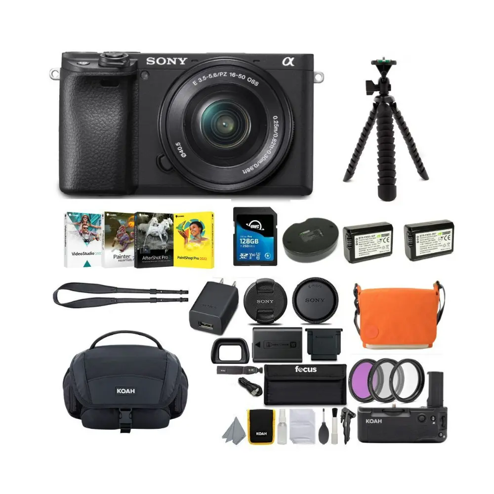 Sony ILCE6400L/B Mirrorless Digital Camera with 16-50mm (Black) Holiday Bundle