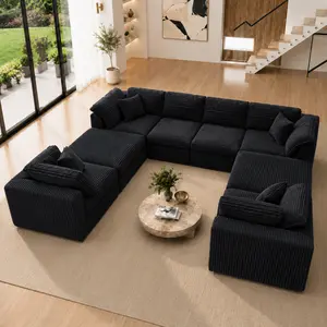 【#TikTokShopDealsforYouDays】Oversized U-Shaped Sectional Couches 8 Seater Modular Boneless Cloud Sofa with Chaise Lounges8-in-1 Flexible Combination Deep Seat Corner Large Couch No Assembly for Living Room