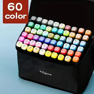 60 Colors Chisel and Fine Art Markers for Adult Coloring Illustrations, Designed for Better Grips Color Pen Markers [Professional Art Use]