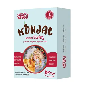VOLO VERO Konjac Noodles Variety Pack - 10 Packs, Gluten-Free, Sugar-Free, Keto, Vegan, Low Calorie, Shirataki Noodle Pasta with Fettuccine, Spaghetti, Angel Hair, and Rice, Ready-to-Eat Healthy Food Gifts