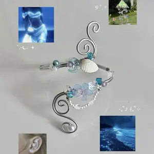 Blue Ocean Arm Cuff – Handmade Fairycore Jewelry, Summer Arm Cuff, Aesthetic Arm Bracelet