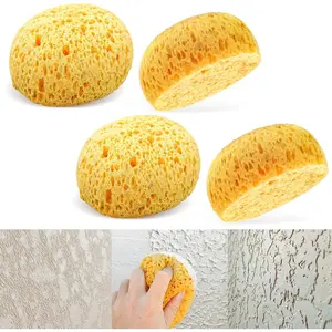 4 count Knockdown Texture Sponges, Sponge for Patch/Repair Ceiling Drywall Wall, DIY Painting Ceiling Wall Texture, Round Sponge, Clay sponges for Pottery, Texture Sponges