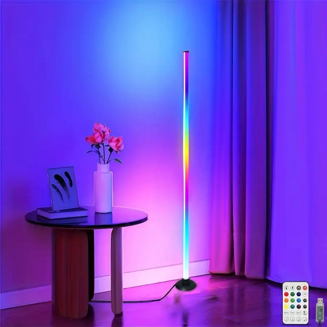 Smart RGB + IC LED Floor Lamp with Remote Control & USB Power Supply, Mobile App Controlled Ambient & Night Light, Wireless Design for Modern Home Decoration, Adjustable RGB Lighting, Christmas Gift, Led Atmosphere Lamp, Ambient Glow Light