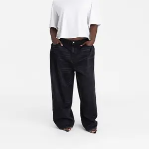 KBB by KAHLANA Women's Low-Rise Wide Leg 'The Rachel Jean' - Black Wash 20