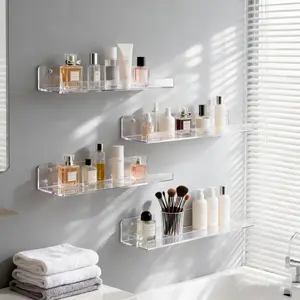 TikTok Viral Clear Floating Shelves – Acrylic Wall Organizer for Skincare, Perfume & Funko Display, Space Saving Bathroom & Bedroom Shelf
