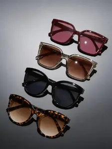 4 Pairs Fashion Women's PC Frame Sunglasses Set, Uv400 Protection, Multiple Frame Designs, Ideal for Daily Commute, Street Photography, Vacation Photos, Driving