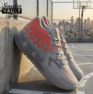 Puma LaMelo Ball MB.01 Rock Ridge Red Blast 376886-09 GS Womens Basketball Sneakers