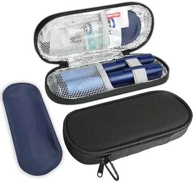 Insulin Pen Cooler Travel Case with TSA Approved Ice Packs,Diabetic Medication Insulated Cool Organizer,Insulin Pen and Other Diabetic Supplies, for the Daily Life and Trip Black