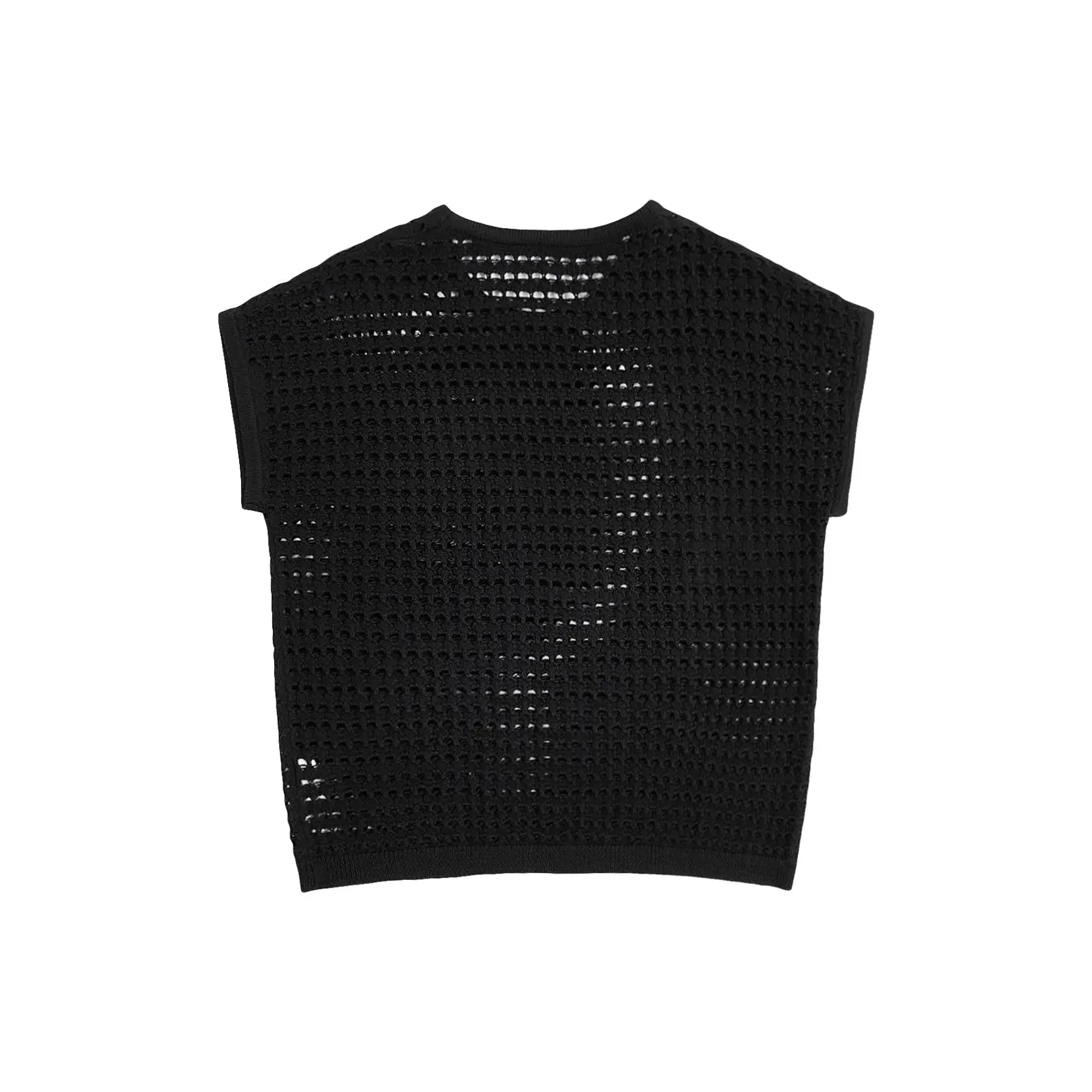 Plus Size Lightweight Crochet Sweaters Cap Sleeve Pullovers Sheer Mesh Cozy Knit Tops