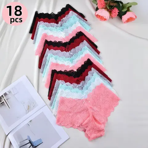 18 piece set of sexy lace panties with bowknots. Breathable, comfortable, stretchy,dresses women.thanksgiving outfit Merry Christmas Womenswear Soft Stylish Brief Seamless High Elasticity Seamless Underwear.dresses women.thanks Womenswear Bridal