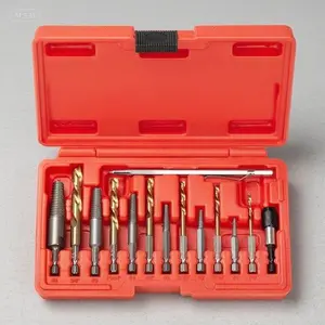 Optimized Screw Extractor and Left-Hand Drill Bit Kit, Broken Bolt Remover Reverse Cobalt HSS Steel Drill Set, Stripped Rounded-Off Damaged Bolts Removal Tool, 14-Piece Easy Out Kit for Screws & Studs, Durable Reusable Extraction Solution hand tool