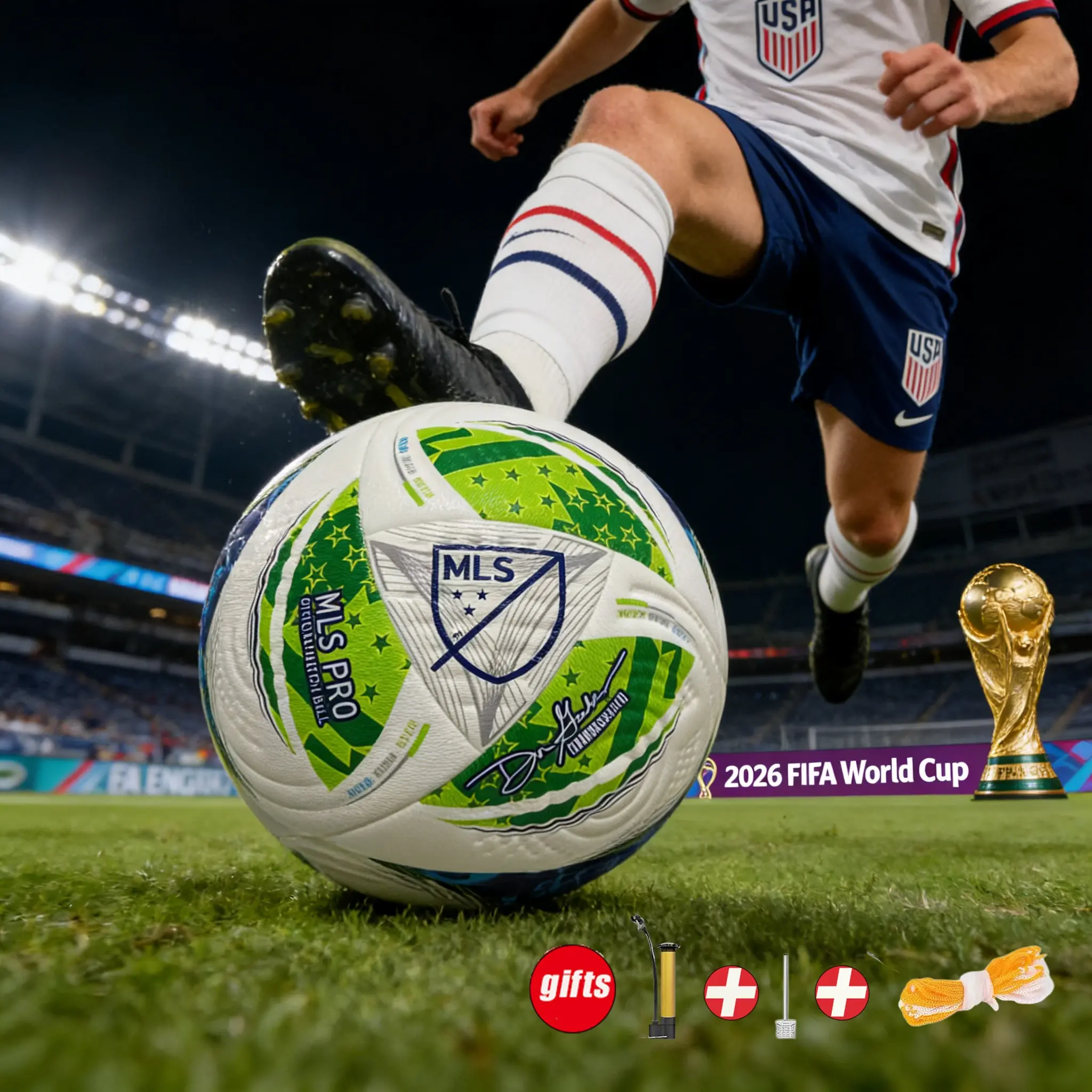 Professional Match Grade Size 5 Soccer Ball, Heat Bonded Seamless Design, Durable PU Surface, High Elastic Rubber Core, Ideal for Adults