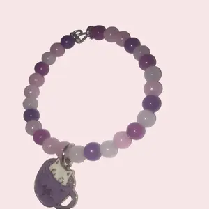Candmcrafts Memory Wire Bracelet with Purple Cat in Cup Charm for Women and girls dangle new bracelets