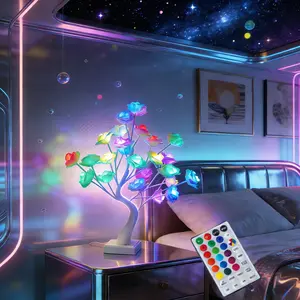 Rose Table Lamp, LED Fairy Flower Light Powered by USB/Batteries, Romantic Decor for Bedroom, Living Room, Weddings, Ideal Birthday and Mother’s Day Gift