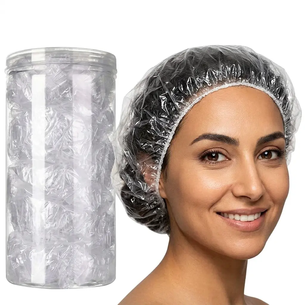 100PCS Thick Plastic Disposable Shower Caps Set, Waterproof Elastic Bathing Caps for Adults’ Hair Care, Travel Use, One-Use Shower Caps