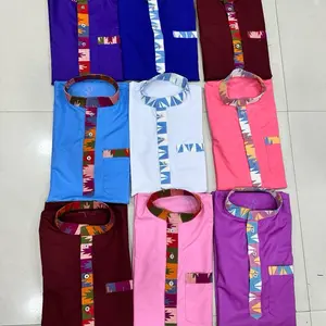 Men's Kurtas Featuring Modern Nepali-Style Fusion with Patterned Collars and Plackets in Vibrant Colors