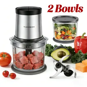 [TikTokShopSpringGlowUp]Food Processor 4 Cup, Electric Food Chopper, Meat Grinder with 2 Bowls, 2 Speed & 4 Blades for Vegetable, Meat, Nuts, Onion, Vegetable Cutter