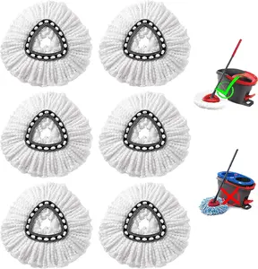 6 count Spin Mop Replacement Heads, White Large 360 Easy Wring Spin Mop   Microfiber Refill, Easy Cleaning Spin Mop , Deep Clean, Machine Washable for Easy House Cleaning Floor Mopping