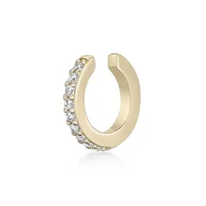 Women's Lab Grown Diamond Ear Cuff in 18K Yellow Gold-Plated Sterling Silver, 0.08 Carat | Lavari Jewelers Gold Plated Thin Chunky Ear Cuffs