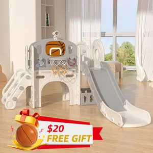 XJD 8-in-1 Slide Set Kids' Activity Playset with Slide, Climber, Basketball Hoop, and More - Versatile Fun for Ages 1+ Learning Coordinator