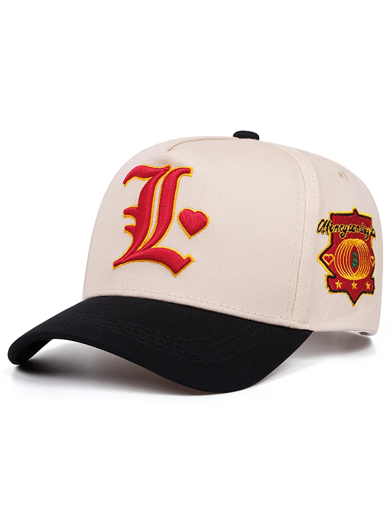 2025 Creative Personalized Fashion New Baseball Hat Embroidered Hat Fitted Hat L Letter Love Embroidery Street Popular Hip Hop Hat Outdoor Cycling Skateboarding Hat Fishing Sunshade Hat Daily Life Wearing Decorative Hat Male and Female