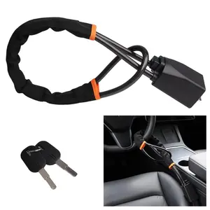 Car Anti-Theft Steering Wheel Lock Heavy-Duty Anti-Theft Car Steering Wheel Lock Anti-Slip Design for Trucks, SUVs, RVs - Unique Buckle Mechanism, Sturdy Construction, Car Interior Accessories