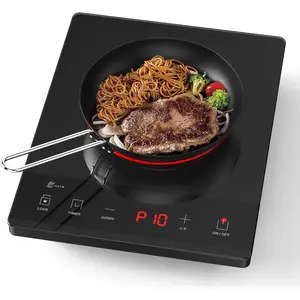 Electric Hot Plate Single Burner Portable Ceramic Cooktop Ultra-thin 1800W Infrared Electric Stove with 24-Hour Timer Child Safety Lock Compatible With All Cookware