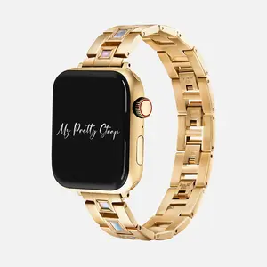 My Pretty Strap – Compatible Apple Watch Band – Stainless Steel iWatch Strap for Women – Series 1–11, SE & Ultra (38MM / 40MM / 41MM / 42MM / 44MM / 45MM / 49MM) – Gold, Silver – Glam Diva