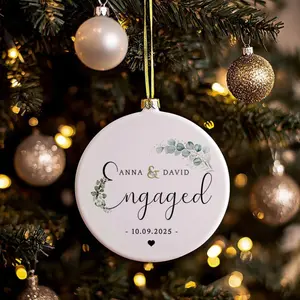 Custom Wedding Gift, Wedding Ceramic Ornament, Engagement Gift, Custom Name Date Keepsake Couple Newly Wed Keepsake, Ornament for Couples