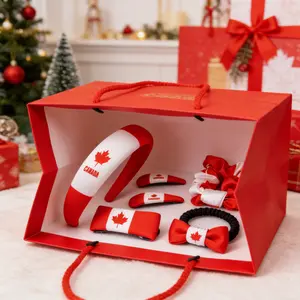 Canada Hair Accessories Set, Red White Headband Scrunchie Hair Clips, Patriotic Spirit Wear for Women Girls, Canada Day Parade Game Day Fan Gear, Satin Bow Scrunchie with Matching Clips Included # kid teen girl
