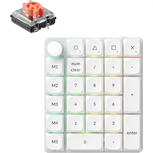 K0 Max QMK  Custom Number Low-Profile RGB Backlit(Hot-Swappable) Silent Red  Keypad,2.4 GHz &  5.3 Connection, 1000Hz Polling Rate- White