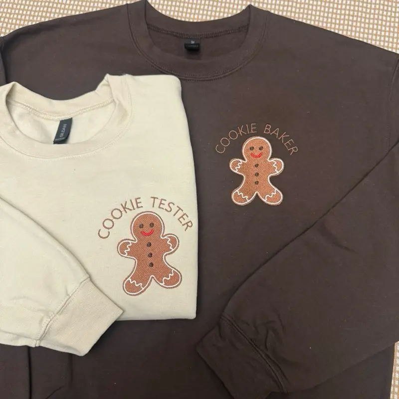 Cookie Tester OR cookie baker Sweatshirt - Cookie baker tester Christmas Embroidered Unisex Sweatshirt, Baking Christmas sweatshirt, Matching couple Christmas baking sweatshirt