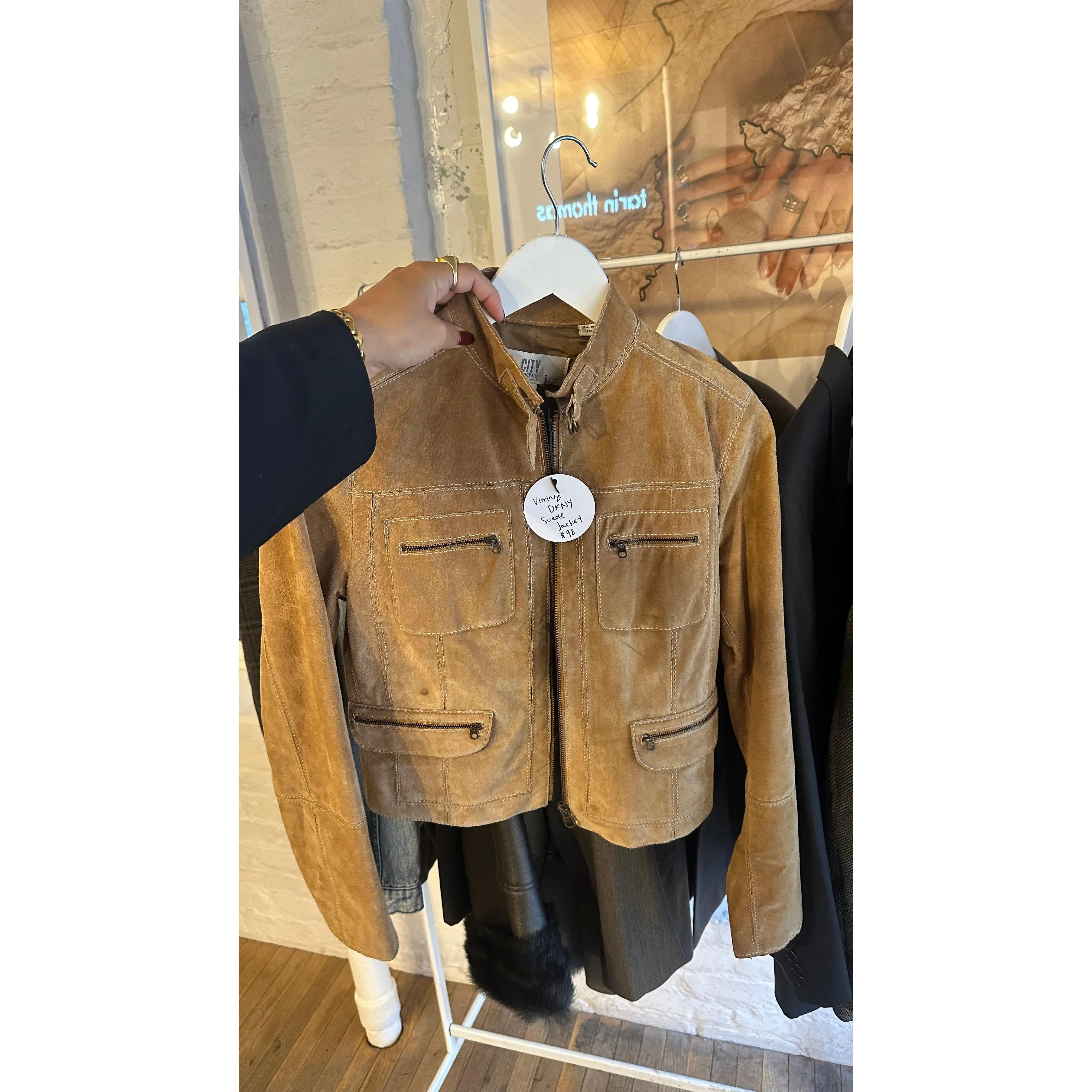 Vintage DKNY Camel Suede Jacket